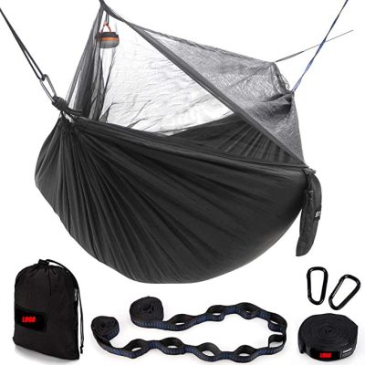 Black mosquito repellent camping hammock (6)